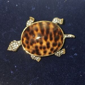 Kenneth Jay Lane Gold and Brown Turtle Brooch